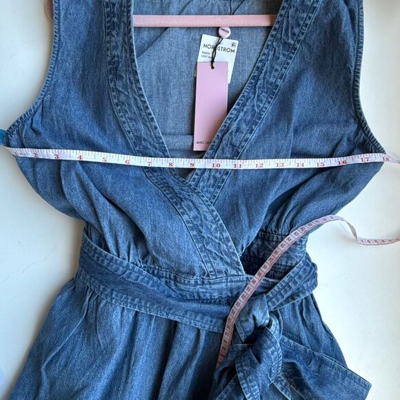 NWT Avec Les Filles  tie waist denim mini dress Size 8 - Picture 11 of 11